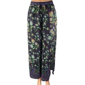 Ruby Yaya Black Multicolor Floral High Waisted Wide Leg Trousers Pants Size S